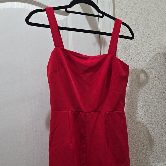 ASOS Red Jumpsuit with Ruffle Hem - Picture 2 of 9